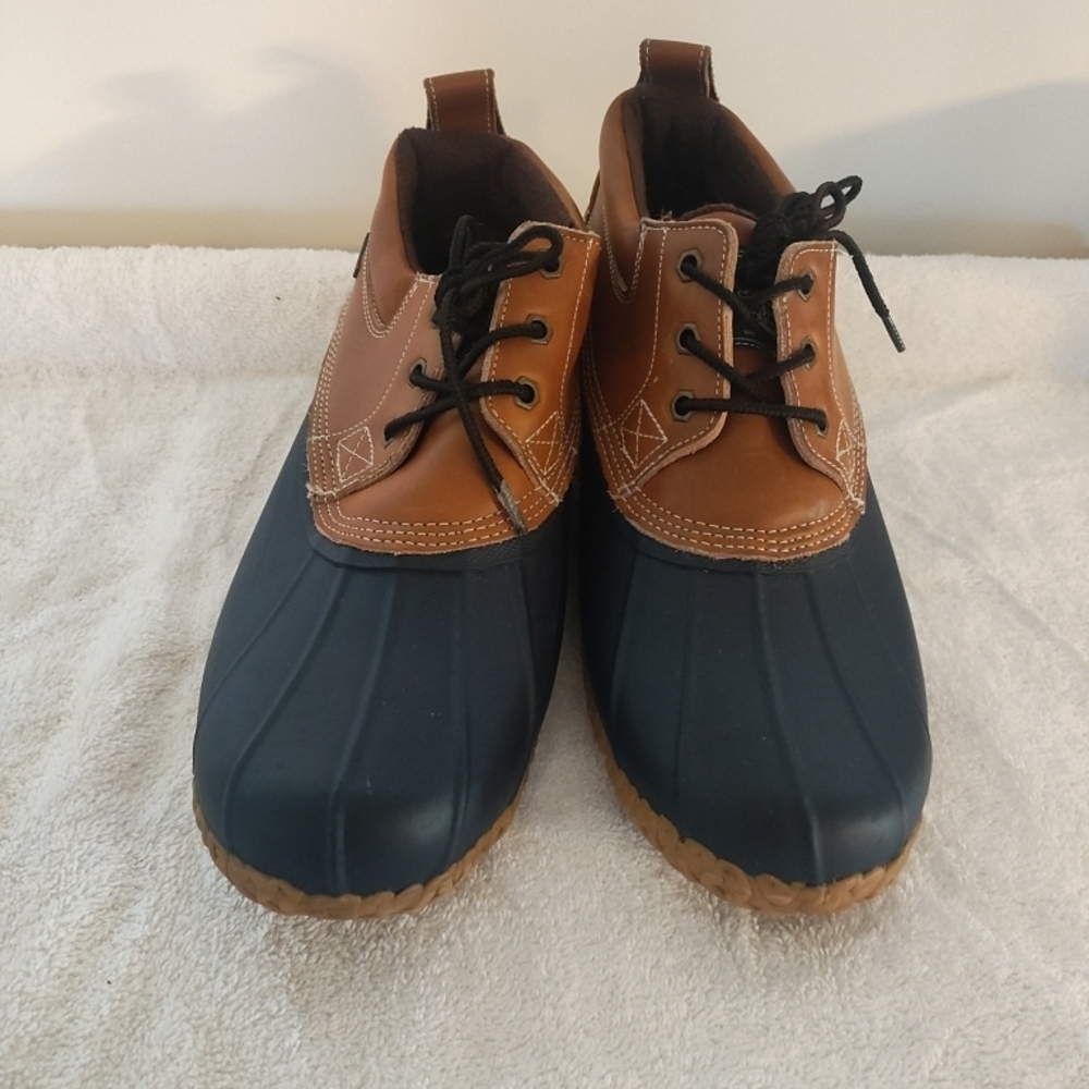 Bass Men's Black and Brown Lace-Up Rain Boots